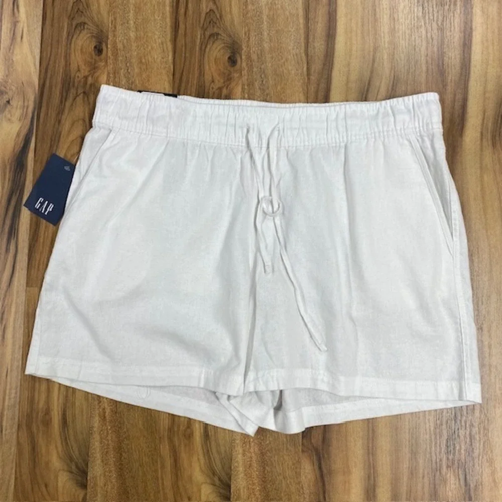 GAP Linen Pull On Shorts‎ Womens XL White Casual Summer Beach Drawstring